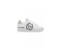 Lo-Top Leather Trainers Hexagon - male - Philipp Plein - Sneakers - White - 8 UK - Shoes 8 UK