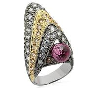 LO1001 - Rhodium+Gold+ Ruthenium Brass Ring with AAA Grade CZ in Multi Color, Metal, No Gemstone