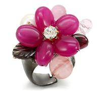 LOA595 - Antique Tone Brass Ring with Assorted in Multi Color, Metal, No Gemstone