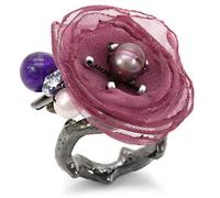 LOA600 - Antique Tone Brass Ring with Assorted in Multi Color, Metal, No Gemstone