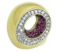 LOA902 - Gold+Ruthenium Brass Ring with AAA Grade CZ in Ruby, Metal, No Gemstone