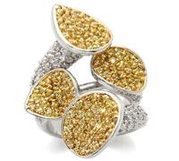 LOA937 - Gold+Rhodium Brass Ring with AAA Grade CZ in Topaz, Metal, No Gemstone