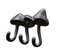 LOABXYUZ Mushroom Cast Iron Wall Hook Garden Hook Vintage Ornament Key Coat Hook Garage Outdoor Wall Hanger Multi Purpose Triple Hooks