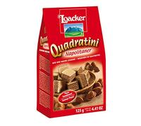 Loacker Wafers, Napolitaner Hazelnut Quadratini Mini Wafer Biscuits, Italian Biscuits, Bite Size Sharing Bag, All Natural Ingredients, 125g