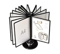 LOADBEIOI Desktop Rotating Catalog Display Rack, Rotating Desk File Organizer Catalog Display Rack 20 Double Sided Panels Letter Size Grey Black(Black)