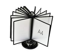 LOADBEIOI Desktop Rotating Catalog Display Rack, Rotating Desktop Document Holder 20 Pages Catalog Display Rack For A4 Black