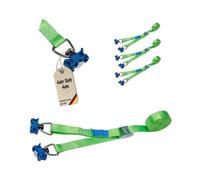LOADCARE Set of 4 4 m Two-piece Lashing Strap with Clamping Lock Fastening Strap Quick Release Strap for Airline Line Lashing Rail 175 daN (Green)