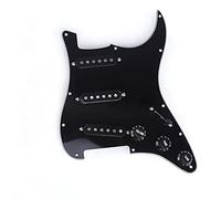 Loaded pickguard SSS 11 Hole Loaded Prewired Pickguard With Alnico 5 Pickups Set For Strat Style Guitar, 3Ply Black Prewired Loaded Pickguard