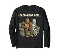 Loading Invasion Sasquatch Bigfoot Alien Playing Video Games Long Sleeve T-Shirt