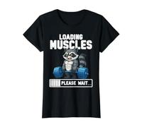 Loading Muscles Raccoon Lifting Weights Funny Gym Graphic Value Graphic T-Shirt, Women, Black, S