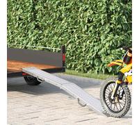 Loading Ramp Silver Galvanised Steel Foldable 186x23x4.5cm 200kg Non-Slip Bevel