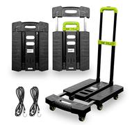 LoadIt 225kg Heavy Duty Folding Platform Trolley on Wheels - Foldable Flatbed Dolly Cart & Sack Truck Alternative - 6-Wheel Moving Trolly for Warehouse Delivery - Extendable Barrow