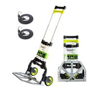 LoadIt 90kg Folding Sack Truck with Bungee Cords, Aluminium Sack Barrow | Foldable hand truck trolley on wheels | Puncture-proof wheels | Folds to 7cm | Only 4.2kg | Warehouse, delivery and moving