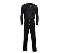 LOADREAM Geralt of Rivia Costume Men Witcher Wild Hunt Cosplay Outfit Deluxe White Wolf Halloween Shirt Pants Necklace Set, Black, Large