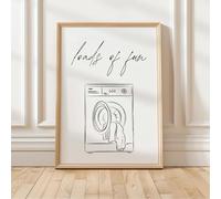 Loads of Fun Laundry Room Wall Art Print, Modern Typography with Washing Machine Sketch, Utility Room Prints, Laundry Poster, Kitchen Wall Art