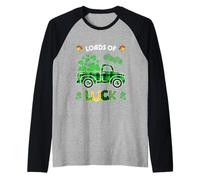 Loads of Luck St Patrick's Day Buffalo Plaid Truck Shamrock Raglan Baseball Tee