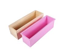 Loaf Mould Soap, Silicone Liner Mould with Rectangular Wooden Box for Making Soap, Candles and Cakes