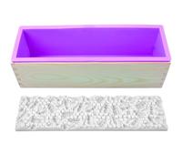 Loaf Soap Making Kit, 44oz Silicone Soap Making Liner Wood Box with Beehive & Hexagon & Rose Mat Creative Honeycomb Mat Mold for DIY Soap Making (Purple & Pink) (Purple Mold-Beehive)