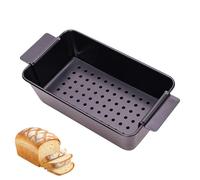 Loaf Tin,Non-Stick Perforated Hanging-Handle Grill Pan for Roasting Meat and Toasting Bread,Nonstick Loaf Bread and Meat Baking Pans,Portable Lift for Ovens Air Fryer Bake Cakes Loaves Toast (Black)