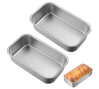 Loaf Tin Set of 2,2lb Stainless Steel Bread Loaf Pan,22 x 14.8 x 5cm Reusable Stainless Steel Bread Tins for Baking,Dishwasher Safe Baking Moulds,Rectangular Cake Mould for Toast,Brownie and Meatloaf