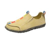 Loafer Men's Canvas Trainers, Chinese Traditional Beijing Style Shoes, Summer, Breathable, Comfortable Canvas Shoes, Outdoor Lightweight Flat Casual Shoes, 39-43.5 EU, khaki, 7.5 UK