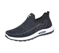 Loafer Men's Canvas Trainers Summer Mesh Breathable Lightweight Sports Shoes Plain Slip On Soft Sole Cushioning Walking Shoes Outdoor Running Casual Summer Shoes 39-41.5 EU, black, 7 UK