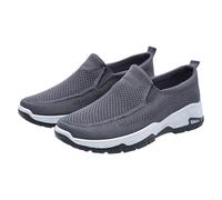 Loafer Men's Health Shoes Summer Mesh Breathable Comfortable Sports Shoes Plain Slip On Soft Sole Cushioning Walking Shoes Outdoor Running Workout Jogging Shoes 39-42 EU, gray, 7 UK