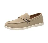 Loafer Men's Suede Penny Loafers Comfortable Driving Shoes Moccasin Slippers Men's Shoes Slippers Fashionable Men's Shoes with One Foot and Stirrup Plain Trainers, Beige A, 7 UK