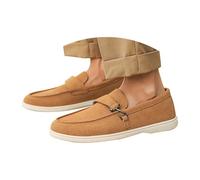 Loafer Men's Suede Penny Loafers Comfortable Driving Shoes Moccasin Slippers Men's Shoes Slippers Fashionable Men's Shoes with One Foot and Stirrup Plain Trainers, Brown A, 11 UK