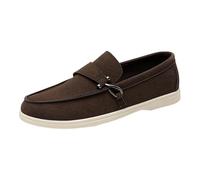 Loafer Men's Suede Penny Loafers Comfortable Driving Shoes Moccasin Slippers Men's Shoes Slippers Fashionable Men's Shoes with One Foot and Stirrup Plain Trainers, Coffee A, 11 UK