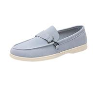 Loafer Men's Suede Penny Loafers Comfortable Driving Shoes Moccasin Slippers Men's Shoes Slippers Fashionable Men's Shoes with One Foot and Stirrup Plain Trainers, Sky Blue A, 8 UK
