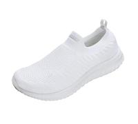 Loafer Men's Trainers Summer Mesh Breathable Lightweight Sports Shoes Plain Soft Sole Slip On Cushioning Jogging Shoes Outdoor Running Workout Running Shoes 35-46 EU, White, 9.5 UK
