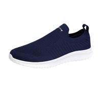 Loafer Men's Trainers Summer Mesh Breathable Lightweight Sports Shoes Plain Soft Sole Slip On Cushioning Jogging Shoes Outdoor Running Workout Running Shoes 35-46 EU, darkblue, 9.5 UK