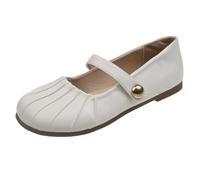 Loafer Shoes Women's Walking Shoes Fashion Leisure Four Seasons Plain Non-Slip Square Heel Round Toe Breathable Buckle Straps Loafer Shoes Comfort Walking Footwear, beige, 4 UK