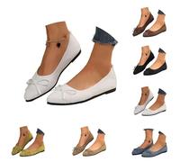 Loafer Women's Ballet Flats - Slip On Ballerina Shoes Non-Slip Flat Comfortable Summer Shoes Traditional Shoes Pointed Toe Elegant Casual Shoes Soft Sporty Dance Shoes for Women, A01 white, 8 UK