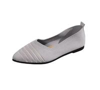 Loafer Women's Ballet Flats - Slip On Ballerina Shoes Non-Slip Flat Comfortable Summer Shoes Traditional Shoes Pointed Toe Elegant Casual Shoes Soft Sporty Dance Shoes for Women, D01Grey, 8.5 UK