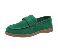 Loafer Women's Flat Moccasins Slippers Fashion Four Seasons Women Casual Shoes Flat Bottom Non-Slip Round Toe Slip Solid Simple Slip On Comfort Flat, Green, 5 UK