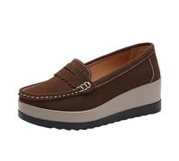 Loafer Women's Flat Moccasins Slippers Outdoor Travel Slip On Shoes for Women, Mom Shoes, Wedge Heel Shoes, Lazy Platform Shoes, Comfortable Shoes, Comfort Flat, brown, 7 UK