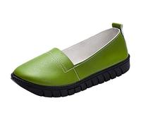 Loafer Women's Flat Moccasins Slippers Round Boot Single Flat Casual Shoes Toe Shoes Slip On Lazy Women Shoes Low Shoes Comfortable Slip On Flat, Green, 5 UK
