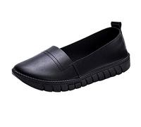 Loafer Women's Flat Moccasins Slippers Round Boot Single Flat Casual Shoes Toe Shoes Slip On Lazy Women Shoes Low Shoes Comfortable Slip On Flat, black, 5 UK