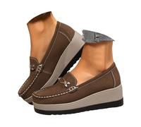 Loafer Women's Flat Slippers Moccasins Outdoor Travel Slip On Shoes for Women, Mom Shoes, Wedge Heel Shoes, Lazy Platform Shoes, Comfortable Slip On Comfort Flat, brown, 5.5 UK