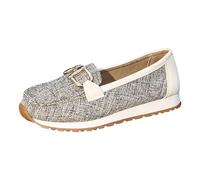 Loafer Women's Flat Slippers, Moccasins, Trainers for Women, Spring Shoes for Shoes, Boat Shoes, Fashion Trainers, Lightweight Slip-On Shoes, Comfortable Shoes, Comfort, beige, 8 UK