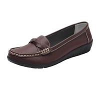 Loafer Women's Low Shoes Moccasins Slippers Flat Comfortable Elegant Mary Jane Platform Wide Feet Leather Shoes Vintage Chunky Loafers Slip On with Thick Sole Business Shoes Outdoor, brown, 8 UK