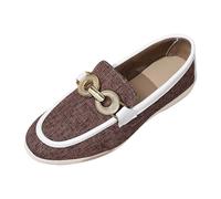 Loafer Women's Moccasins Flat Low Shoes Leather Shoes Slip-On Mary Jane Casual Shoes Comfortable Elegant Casual Classic Walking Shoes Business Shoes Lightweight, brown, 8.5 UK
