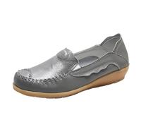 Loafer Women's Moccasins Flat Slippers Women Shoes Comfortable Soft Soled Fashionable One Head Mom Low Shoes Slip-On Shoes Comfortable Shoes Flats, gray, 5.5 UK