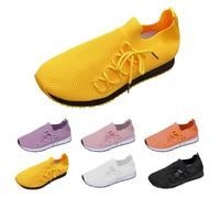 Loafer Women's Mother Shoe Summer Mesh Breathable Lightweight Trainers, yellow, 5 UK