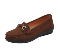 Loafer Women's Slipper Moccasins Casual Shoes for Women Platform Mary Jane, brown, 4.5 UK