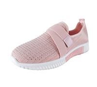 Loafer Women's Trainers Summer Mesh Breathable Lightweight Sports Shoes Plain Thick Sole Cushioning Comfortable Jogging Shoes Outdoor Running Workout Summer Shoes 37-42, pink, 8.5 UK