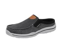 Loafers for Men Slip-On Canvas Shoes Non Slip Walking Shoes Sandals Arch Support Comfortable Soft Sole Cushion Slippers Lightweight Casual Trainers Outdoor Work House Standing Flat Wedge Shoes Black