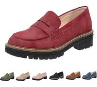 Loafers for Women UK,Orthopedic Platform Penny Loafer,Women's Loafers & Moccasins,Women's Slip-On Shoes,Comfort Low Top Suede Leather Shoes,Light Weight Round Toe Business Walking Loafer